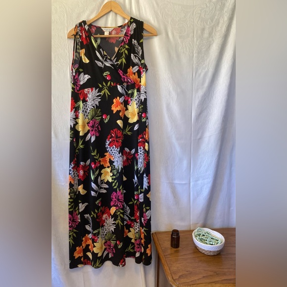 Christopher and Banks Size Large Tropical Cruise Vacation Beach Sundress Maxi - Picture 6 of 12